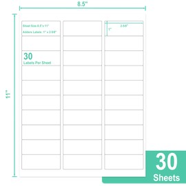 L LIKED Printable Address Labels, 1" x 2-5/8", 900 Labels, 30 Labels per Sheet, Mailing Labels for Envelopes