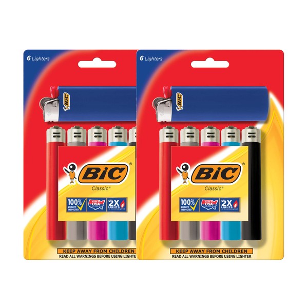 BIC Lighter Classic, Full Size 12 Pieces, Bulk Packaging