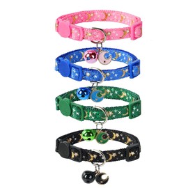 SuperBuddy Cat Collars Breakaway with Bell - 4 Pack Cat Safety Collars for Boys & Girls - Safety Buckle Kitten Collar for Pet Supplies,Stuff,Accessories