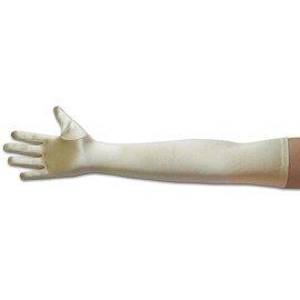 22" Classic Adult Size Opera Length Satin Gloves, Pale Gold