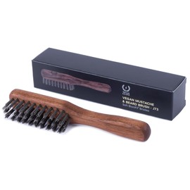 ZEUS Vegan Mustache & Beard Brush with Handle, Soft Bristle & Animal-Free Grooming Brush for Taming & Styling Beard – Made in Germany (J73)