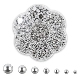 3100Pcs 2/3/4/5/6/8/10mm Flat Back Pearl Nail Pearls for Nail Art, Half Round Pearls for DIY Craft Jewelry Necklaces Bracelets Decorations Wedding Dress (Silver)