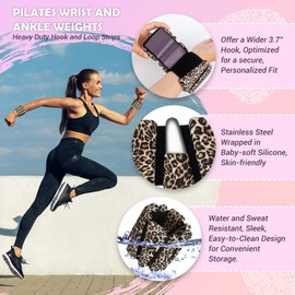 Wrist Ankle Weights for Women Set of 2, Adjustable Silicone Weighted Bangles, Wearable Ultra-durable Strips Weight Bracelet 2 lbs for Yoga, Pilates, Barre, Walking, Arm & Leg Workout