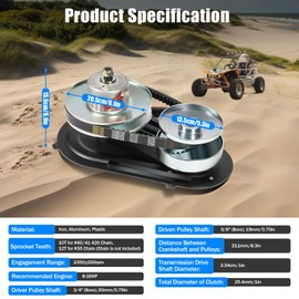 LIAPDG 8-16HP Torque Converter Set, 420CC Clutch Pulley Driver 40 Series Torque Converter Kit with 3/4" & 5/8" Driven Pulley for ATVs, Large Tricycles 1 Inch Transmission Drive Shaft Diameter