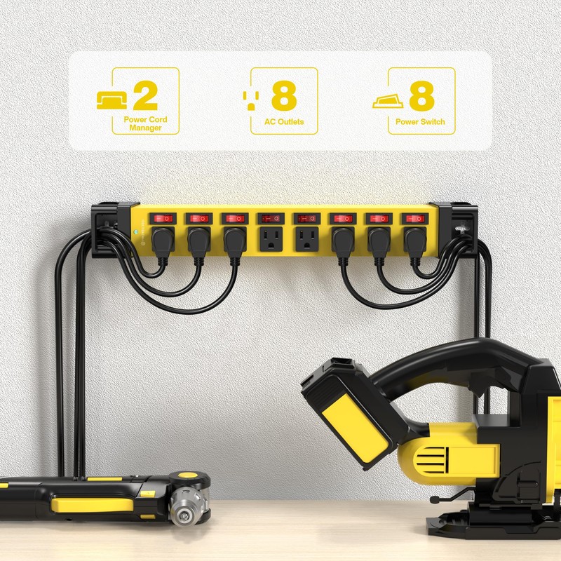 Power Strip with Individual Switches - 8 Outlet Heavy Duty