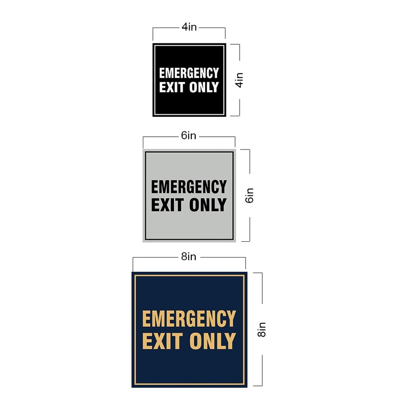 Square Emergency Exit Only Sign with Adhesive Tape, Mounts On