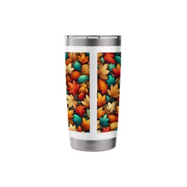 Fall Color Leaves Themed Autumn Colorful Fall Leaf Pattern Stainless Steel Insulated Tumbler