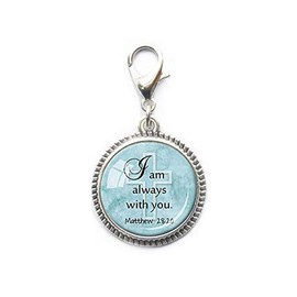 Matthew 28:20 Scripture Charm Zipper Pull - Beautiful Bible Verse Christian Gift for Jesus Quote - RC