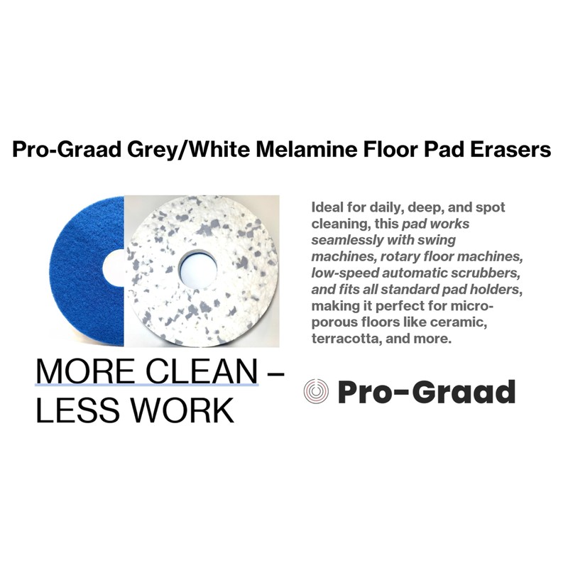 Pro-Graad 13” 330mm Grey/White Melamine Eraser Floor Pad, 68482, 5