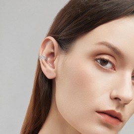 Filigree Ear Cuffs Sterling Silver Vintage Filigree Clip On Earrings Non Piercing Earrings Jewellery Gifts for Women Girls, Sterling Silver, No Gemstone