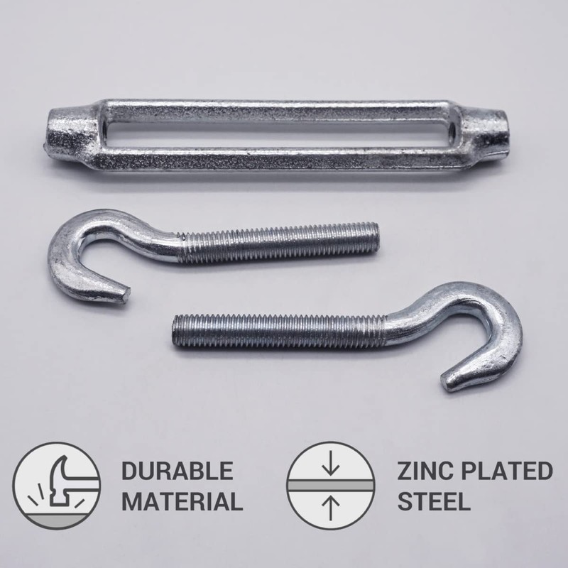 (Pack of 2) Turnbuckle Wire Tensioner M10, Adjustable Turnbuckles Hook