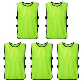 5-Pack Training Tank Top, Breathable Sports Practice Bibs, Moisture-Wicking Athletic Sleeveless Shirts, Lightweight Comfort Training Bibs for Outdoor Activities, Soccer, Youth Size (Fluorescent Green)