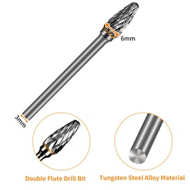 10pcs Tungsten Carbide Steel Double Cut Rotary Burrs Set, 3*6mm Rotary Tool Accessories for Plastic, Stone, Drilling Engraving Polishing, Metal Grinding Bit for Grinder Drill, DIY WoodWorking Carving