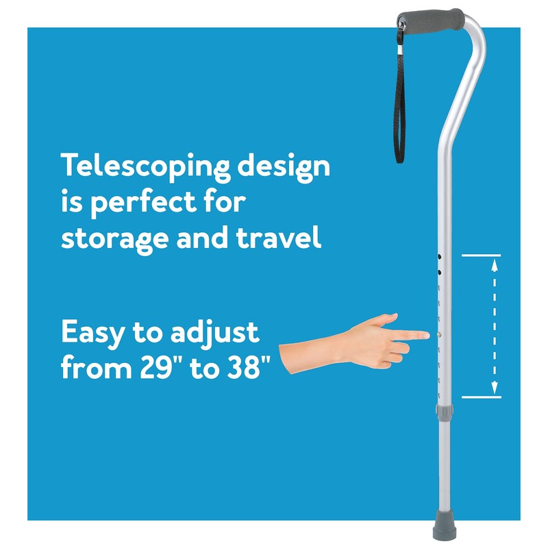 Carex Aluminum Offset Cane with Soft Cushioned Handle - Adjustable