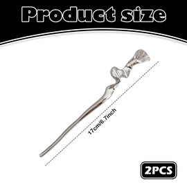2 Pcs Silver Spiral Snake Metal Hair Chopsticks, Minimalist Irregular Chinese Hairpins, Punk Style Hair Accessories for Women & Girls