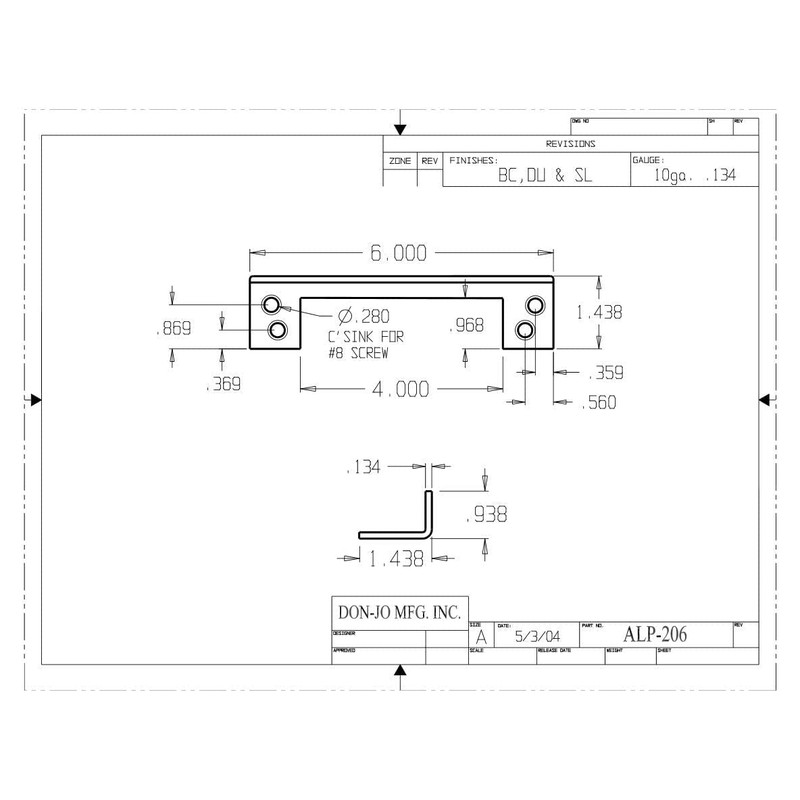 Don-Jo ALP-206 DU Duro Coated Angle Latch Protector