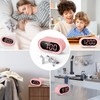 REACHER Pink Girls Alarm Clock for Kids Bedroom, Dimmable LED