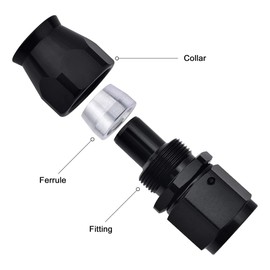 Evil Energy PTFE Hose End Fitting 6AN Straight Fuel Line Adapter for E85 Oil Gas Black