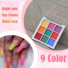 9 Color Pastel Chrome Nail Powder Set - Gradient Pigment Palette for Ombre Nail Art Designs - Smooth Ultra-Fine Texture Long Lasting Metallic Shine DIY Manicure for Women at Home