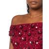 Adrianna Papell Women's Off Shoulder Beaded Dress, Cranberry