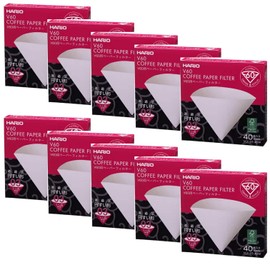 10 X Hario V60 Size 03 40-Count Boxed Coffee White Paper Filters, 10 Boxed Value Set (Total of 400 Sheets)