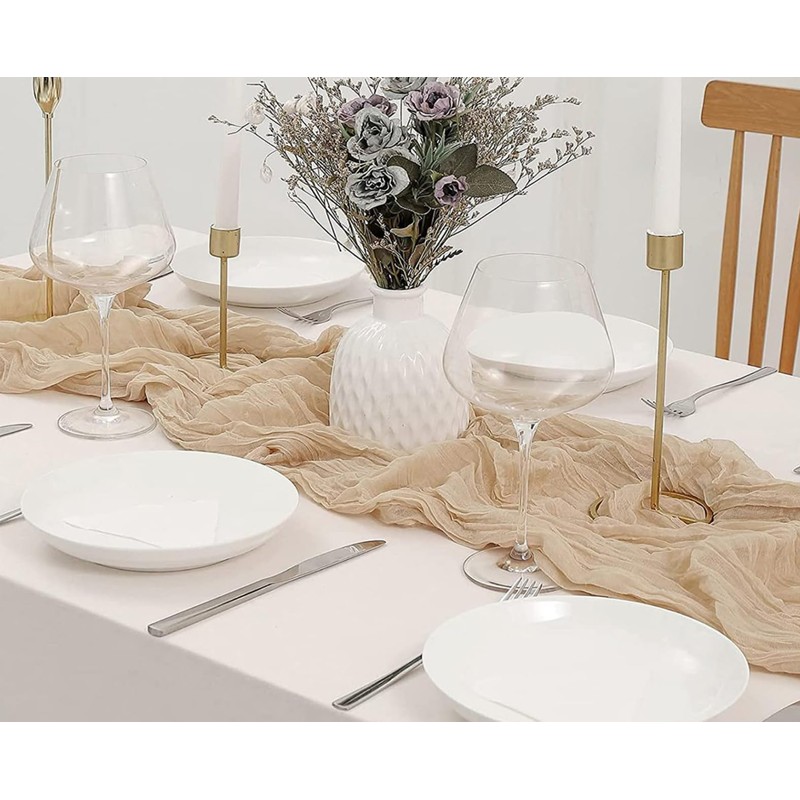 1 Pack Beige 10FT Table Runner Cheesecloth