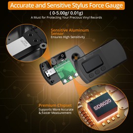 Neoteck Digital Tonearm Scales Turntable Stylus Force Scale Gauge Tester of Power from Turntable 0.01g Orange LCD Backlight for Turntable Tonearm (Silver Grey)