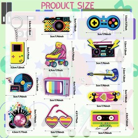 12 Pcs 90s Party Favors Keychains Decorations, Hip Hop Party Favors Music Keychain, 90s Retro Music Key Rings, Throwback 1990s Themed Party Supplies and Favors,12 Styles