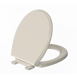 Toilet Seat Round Soft Close，Meydrdou Toilet Lid 16.5inch，Slow Close Quiet No Slam，Easy Installation & Release for Bottom Fixing Toilet，Safe PP Material Easy Clean，2 Years Support,Almond
