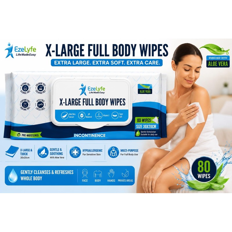 Full Body Cleansing Wet Wipes for Adults Extra Large 30