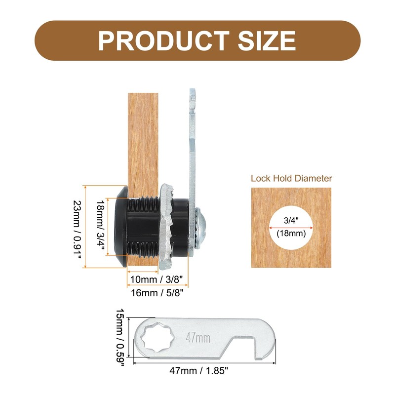 PATIKIL Cabinet Drawer Lock with Keys 2 Pcs 5/8" (16mm)