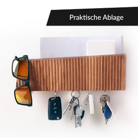 KHYL® Magnetic Key Holder, Key Hook, Key Holder Made of Solid Oak, Design Living Decoration, Key Holder, Key Organiser, with Wall Mount, with Shelf