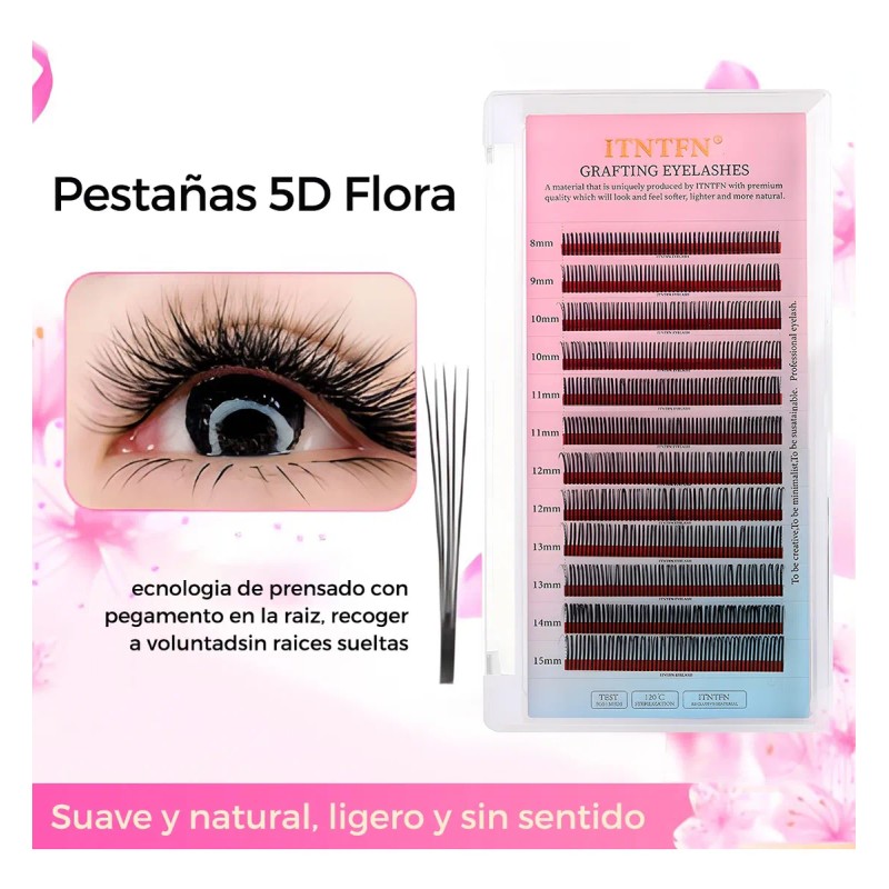 Itntfn Extensiones De Pestañas 5d Flora Mink Lash Mixtas