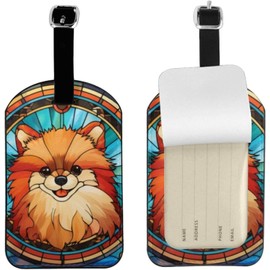 Pomeranian - Etiquetas de equipaje para maletas, equipaje de piel de viaje, etiqueta de nombre para mujeres, hombres, niños, amantes de los perros, etiquetas lindas para maletas, identificadores de