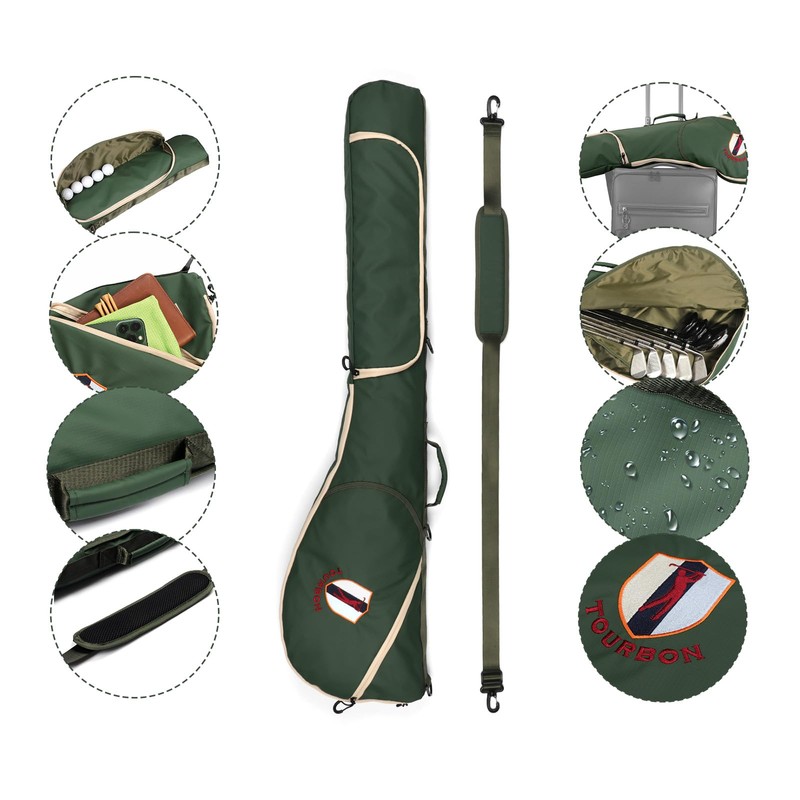 TOURBON Portable Nylon Golf Bag Lightweight Sunday Carry Bag Foldable