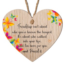 Pixie's Gifts Sentimental Hanging Heart for Best Friends | UK Friendship Present for Girls and Women | Inspirational Cheer Up Gift | 'Friendship is not about who you've known the longest