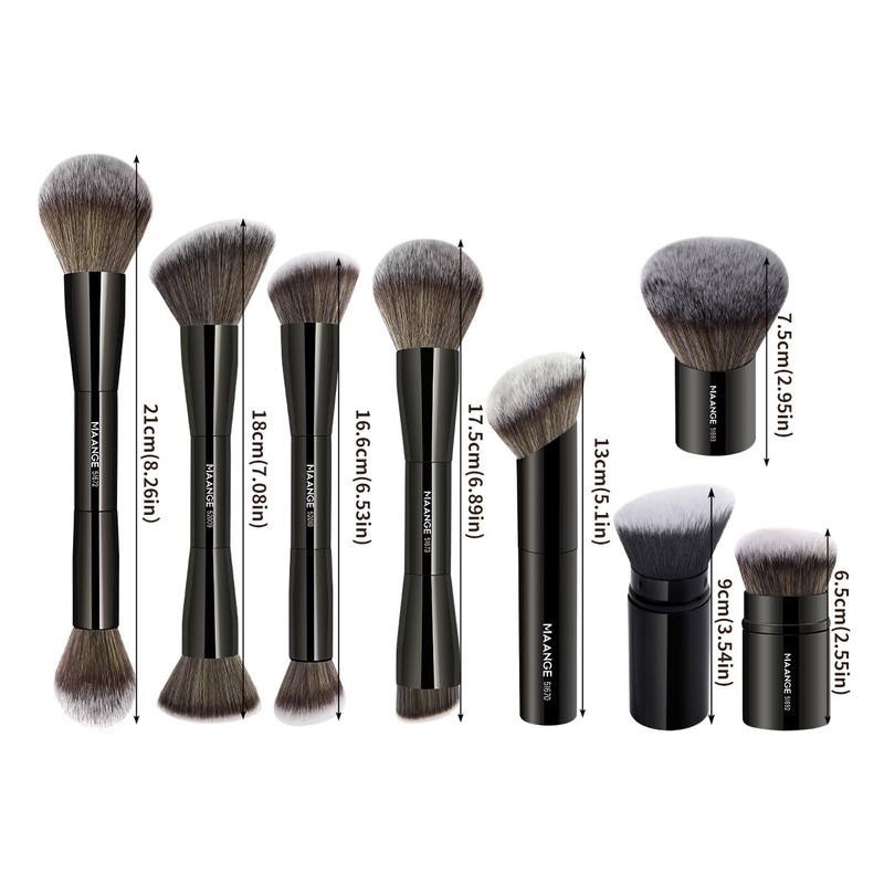 MAANGE 8 Pcs Makeup Brushes with Bag, Double-End Multi-functional Makeup