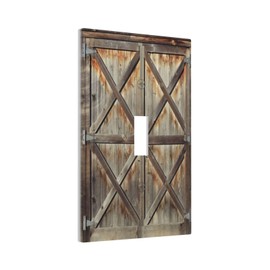 Rustic Shabby Worn Brown Wooden Barn Doors 1 Gang Light Switch Cover Decorative Single Toggle Wall Plate Switchcovers Electrical Switchplate Home Decor for Farmhouse Living Room Bedroom Decorate