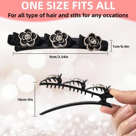 Pack of 4 Pearl Sparkling Hair Clips, Hummingbird Hair Clip with 3 Clips, Hair Clip with Crystal Flower for Women, Girls, Children