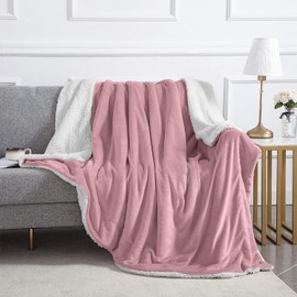 IR Imperial Rooms Sherpa Fleece Throw Blanket Twin Size for Couch - Thick and Warm Fluffy Baby Pink Blankets for Winter, Soft and Fuzzy Twin Blanket for Bed, 60x80 Inches