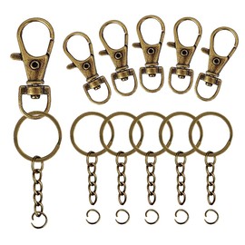 100 Pcs Lanyard Snap Hooks and Key Rings with Chain and Jump Rings for Keychain Lanyard DIY Jewelry Crafts Accessories(50 Swivel Snap Hooks +50 Flat Key Ring with Chains) (Bronze)