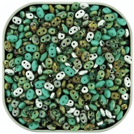 Czech Superduo Two-hole Seed Crystal Beads 5x2.5mm African Turquoise Mix Approx 24 Grams
