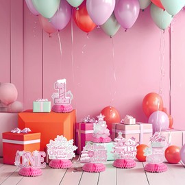 Weekgrat 8 Pcs Winter Onederland Birthday Decorations Snowflake Honeycomb Centerpieces for 1st Birthday Onederland 1st Birthday Girl Table Decor Girl First Birthday Decorations Girls' Party Supplies