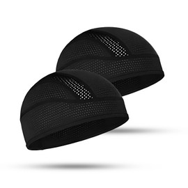 DtgEcd 2 Pack Cycling Skull Cap Helmet Liner, Mesh Skull Caps for Men, Black Headband Suitable for Running Motorcycle Riding Outdoor Sports, One Size Fits Most