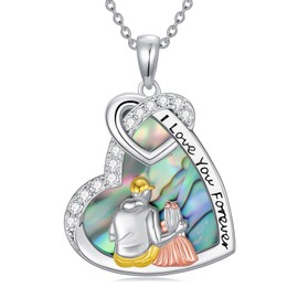 Dorunmo Father Daughter Necklace 925 Sterling Silver Daughter Gifts Abalone Shell Jewelry for Women