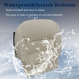 NLQR Front Driver Side Bottom Replacement Seat Cover Tan Perforated Microfiber Leather Compatible with Volkswagen Jetta 2011-2017