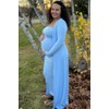 PinkBlush Light Blue Ribbed Sleeveless Dress Cardigan Maternity Set