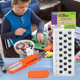 Westlake art Creativity Street Wiggle Eyes, 0.8 Oz - Googly Eyes Self Adhesive, Bundle with Embroidery Scissors, Googly Eyes for Crafts, Easy Peel & Stick, Assorted Sizes, [Pack of 1]