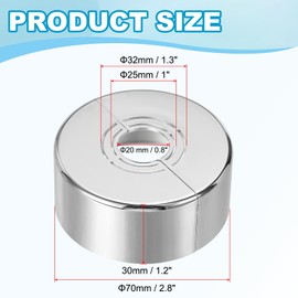 PATIKIL Wall Split Flange 0.8/1/1.3 Inch, 1.2" Thicken Cuttable ABS Round Escutcheon Plate Cover Buckle for Water Pipe Faucet Decoration, Silver