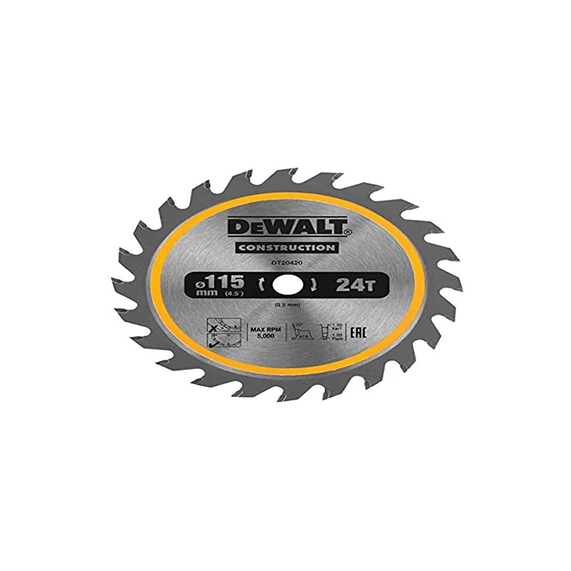 DT20420 TCT Construction Circular Saw Blade 115 x 9.5mm x